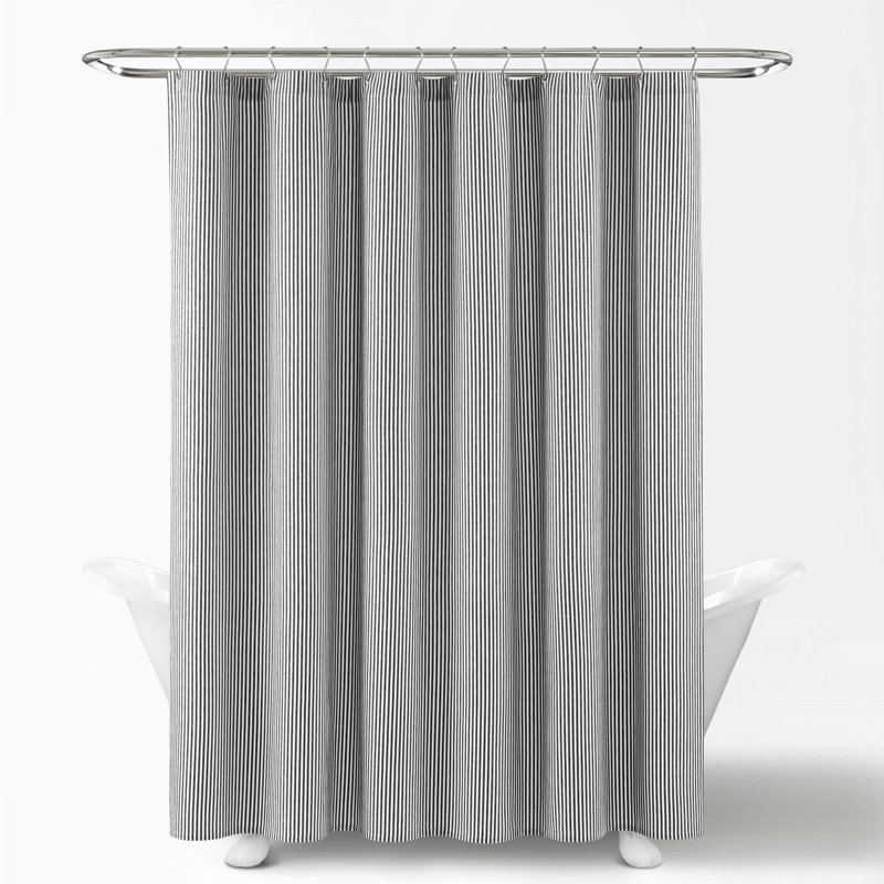 Bruno Cotton Blend Striped Shower Curtain, Dark Gray