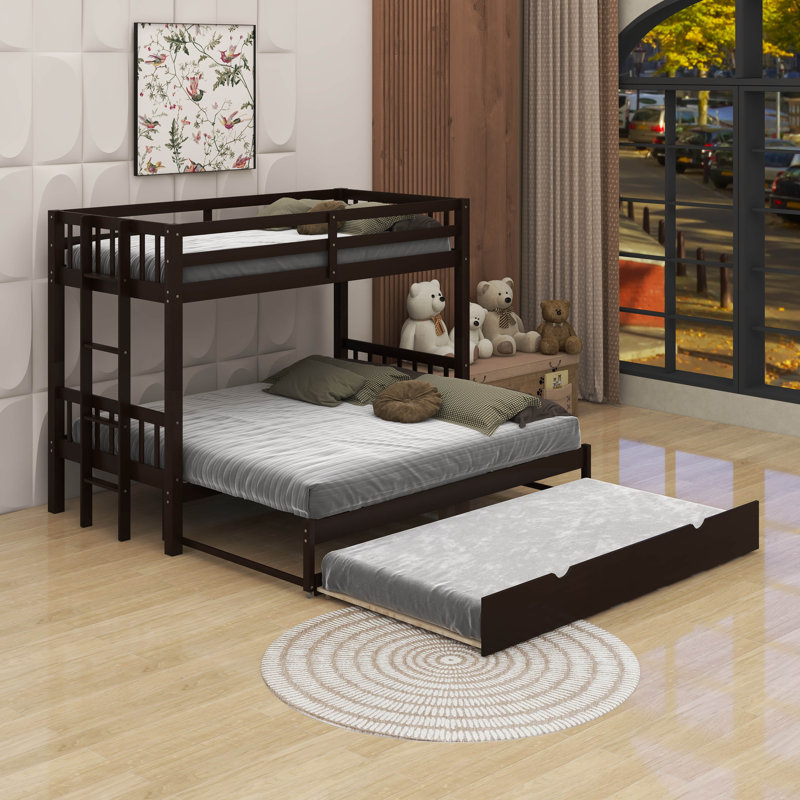 Twin Over Pull-Out Bunk Bed With Trundle, Espresso