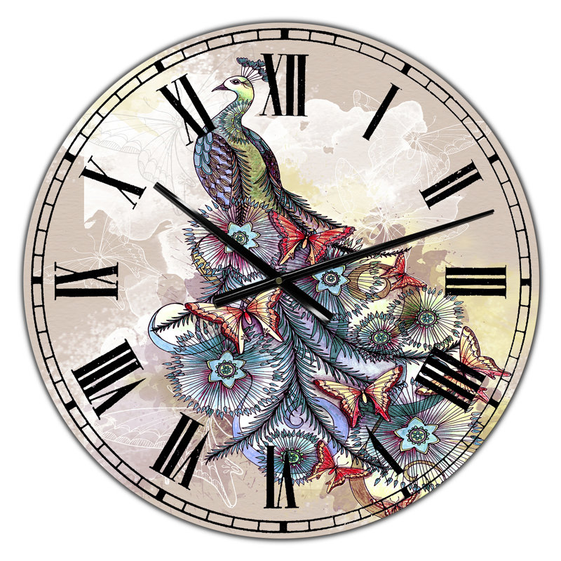 Horloge murale surdimensionnée Butterfly Peacock, Petit