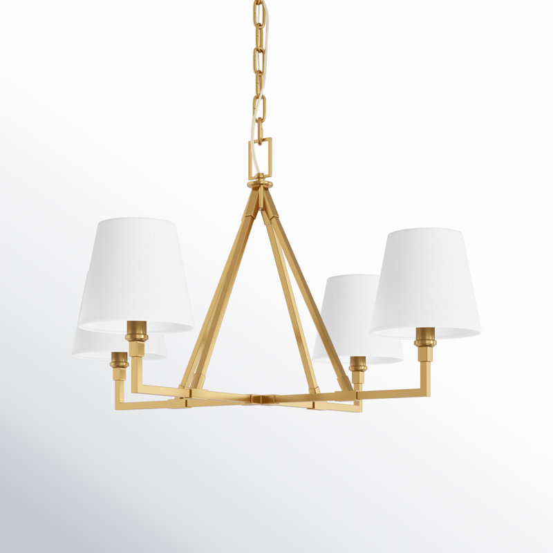 Perth 4 - Light Chandelier, 22.12" H x 40" W x 40" D, Burnished Brass