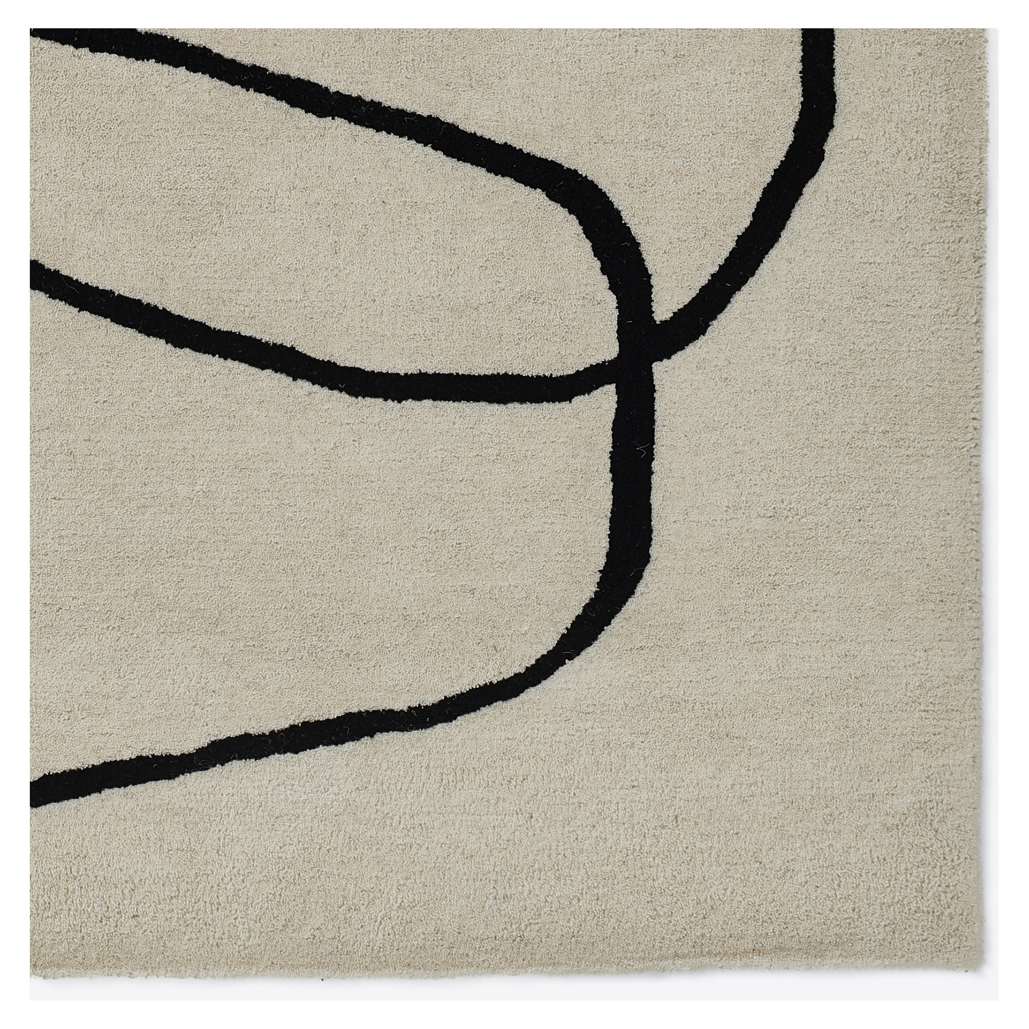 Whistler Hand Tufted Wool Ivory/Black Rug, Rectangle 9' x 12'