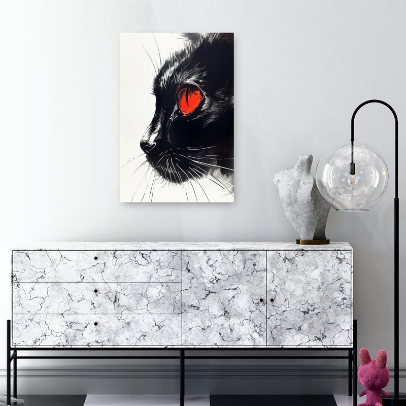 Art mural chat noir intense, H 36 po x l 24 po
