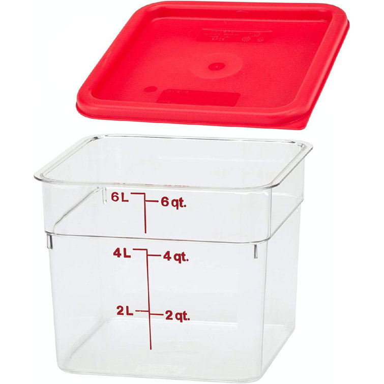 Cambro 2 Quart Clear Square Food Storage Containers with Lids, Set of 2