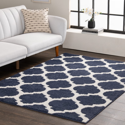 Tapis bleu et blanc Sanya