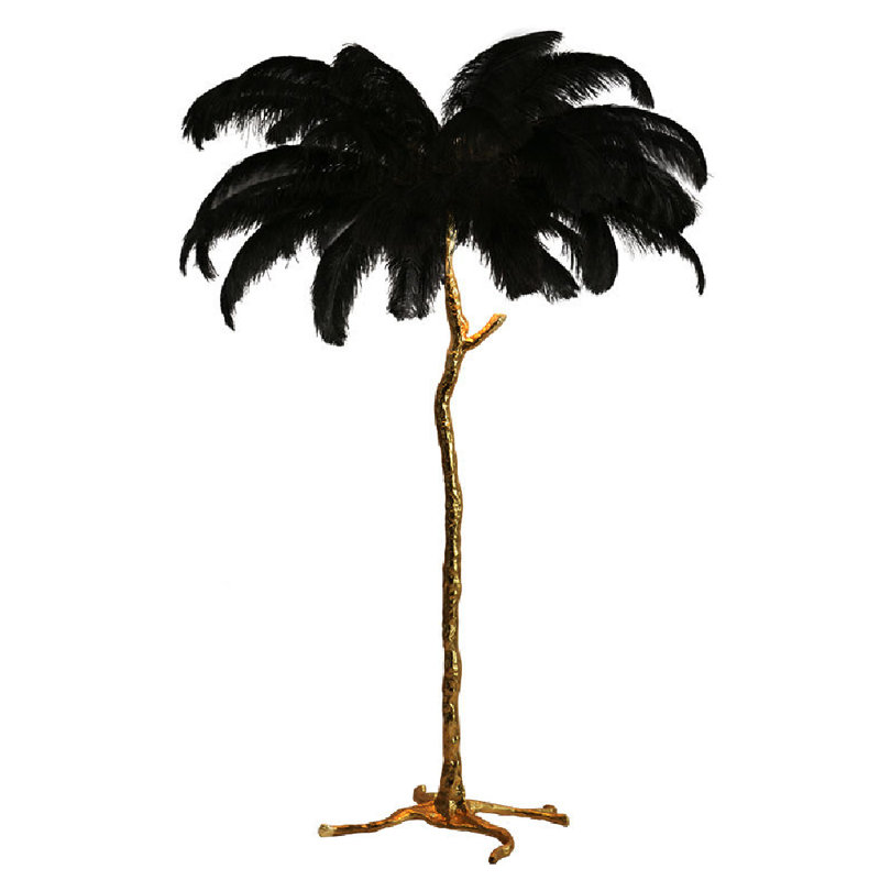 67'' Gold Novelty Floor Lamp, Black