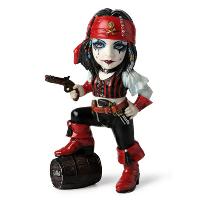 5.91 in H Cosplay Kids - Pirate Girl With A Barrel Of Rum, Poly Resin