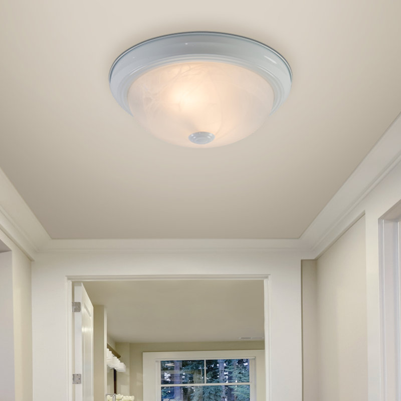 Plafonnier encastré cylindrique simple à 2 lumières Benedict, blanc, H 4,5 po x l 11 po x P 11 po