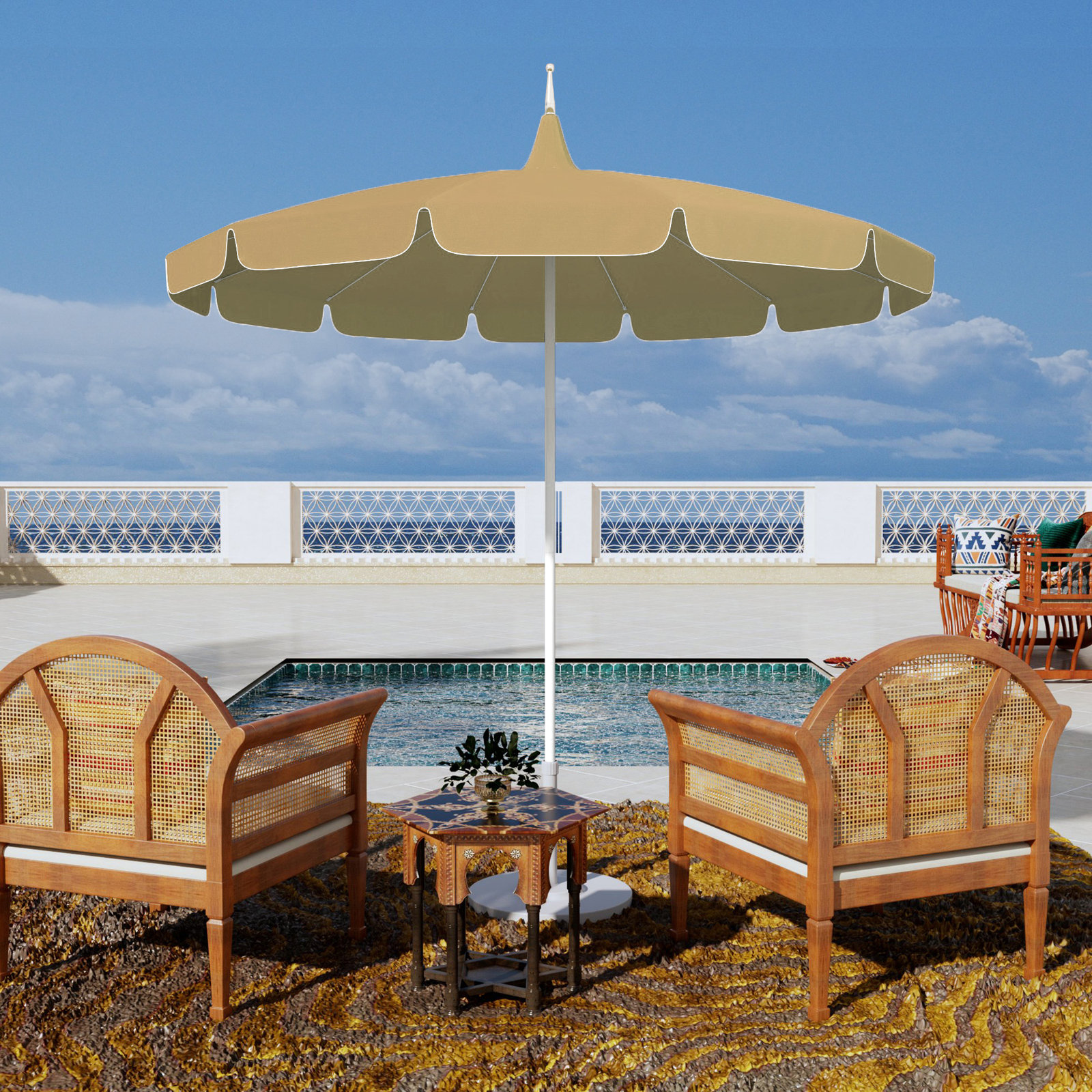 Nikolitsa 8.5' Sunbrella® Umbrella, Antique Beige Sunbrella® Canvas
