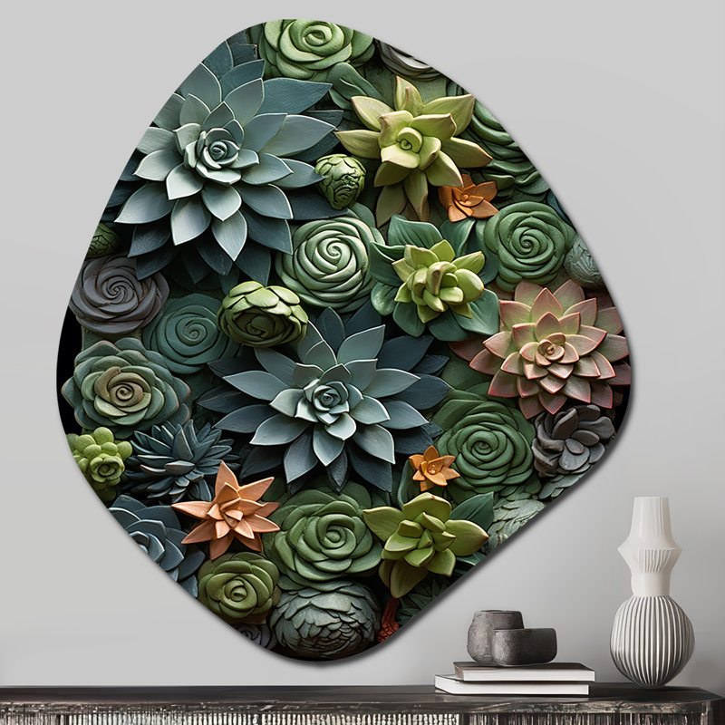 Marius - décoration murale en métal succulente asymétrique, sculpture murale en métal de forme unique, H 28 po x l 25 po