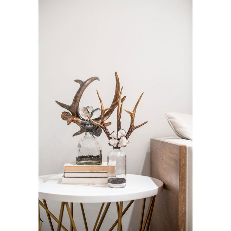 Bouteille décorative en bois doré / transparent 17 po Antler