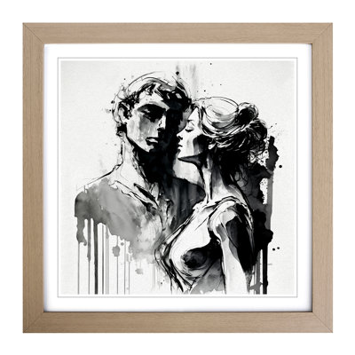 Lovers Ink Wash - Framed Print