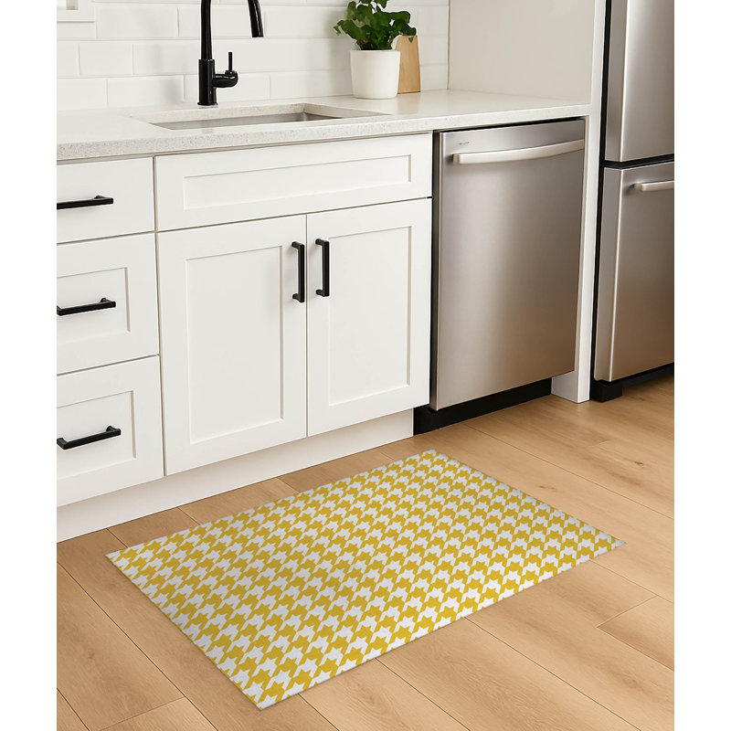 Tapis de cuisine léger antidérapant, Jaune souci, Rectangulaire 2 pi x 3 pi