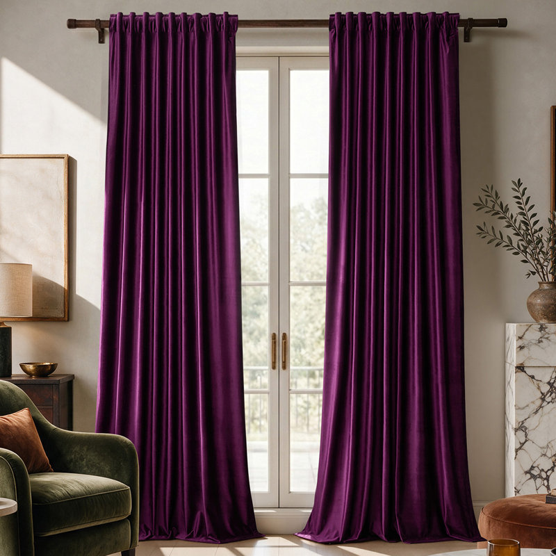 Luxury Velvet Blackout Thermal-Insulated Curtains. Room Darkening 75%-95% Rod Pocket Back Tab Drapes for Living room Bedroom (set of 2)