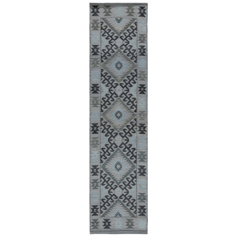 Tapis kilim en laine / polyester fabriqué à la main Arbenor Southwestern, Tapis de couloir 2 pi 3 po x 9 pi