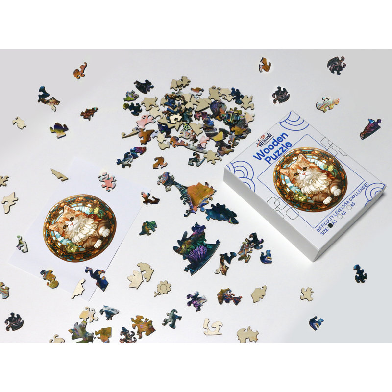Chat royal - puzzle en bois par Wizardi F07N9-33