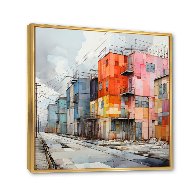 «Warehouse Industrial Cubic Palette I», reproduction sur toile, H 24 po x l 24 po x P 1 po, Cadre flottant doré