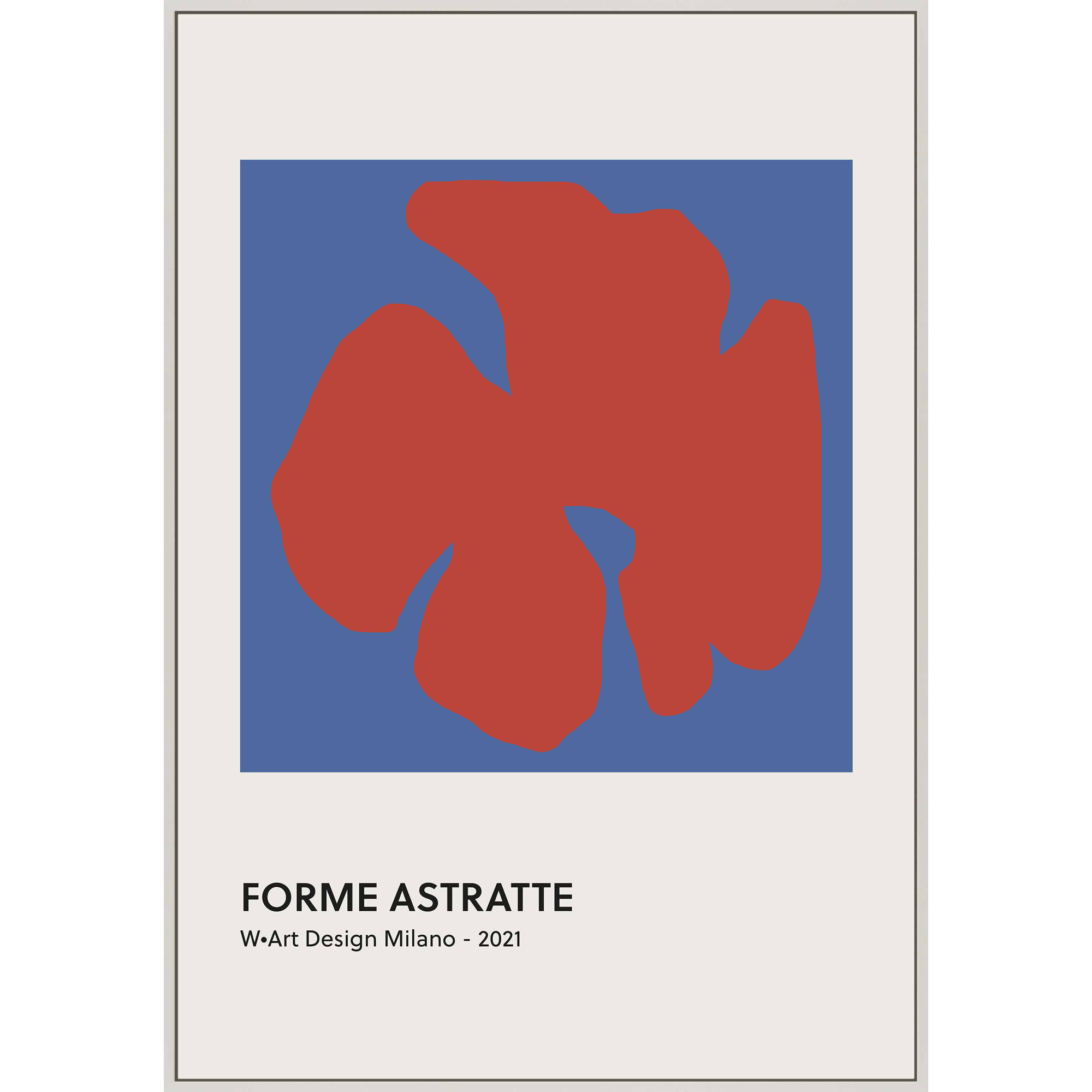 Despina Forme Astratte Blue & Red by Romina Gadler, 25" H x 17.5" W x 1.25" D, White Framed Canvas