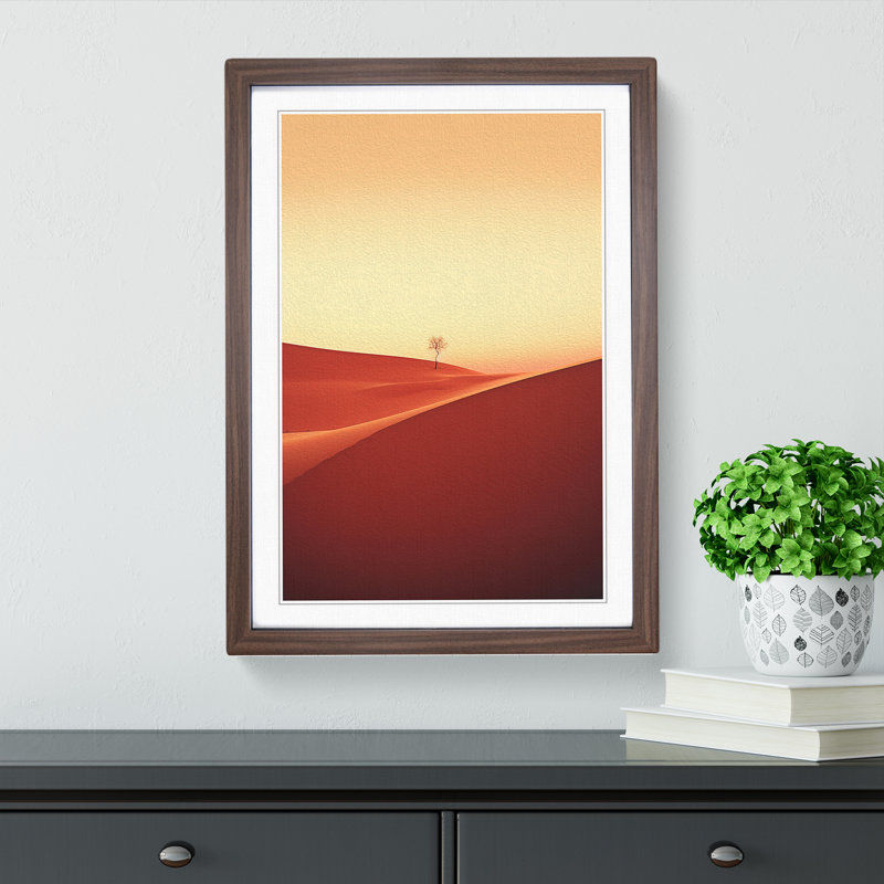 Desert Minimalism 1 Piece Single Picture Frame Wall Art, 46" H x 34" W x 2" D, Walnut