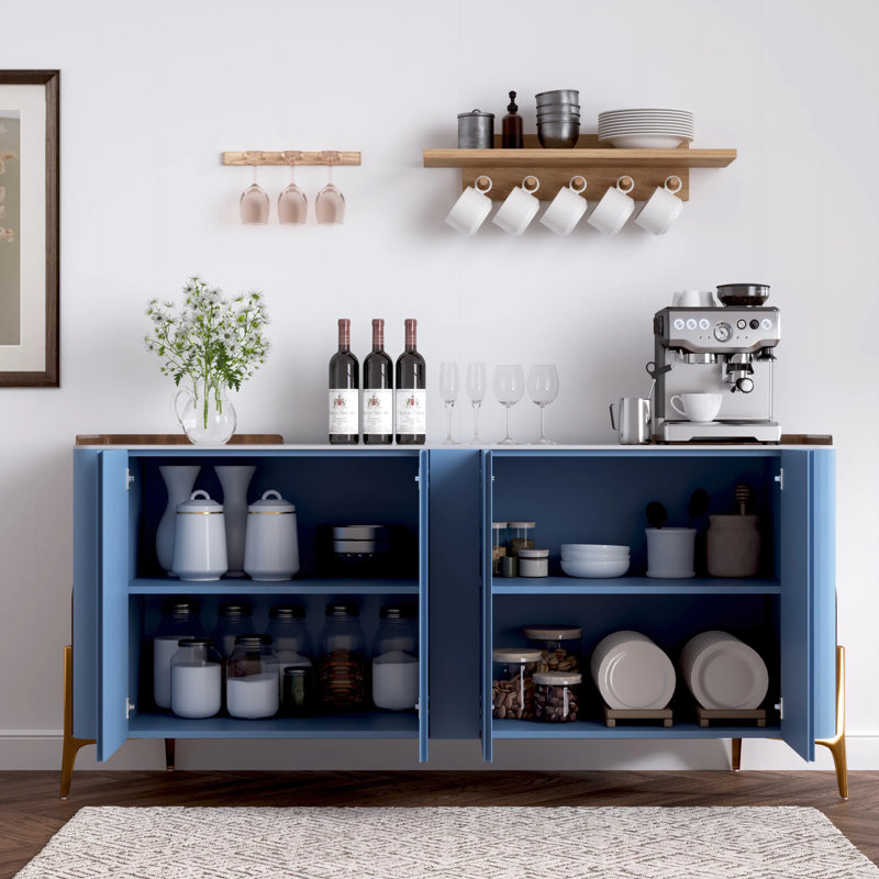 Buffet avec crédence 70 po Modern Luxury Luxury, Bleu