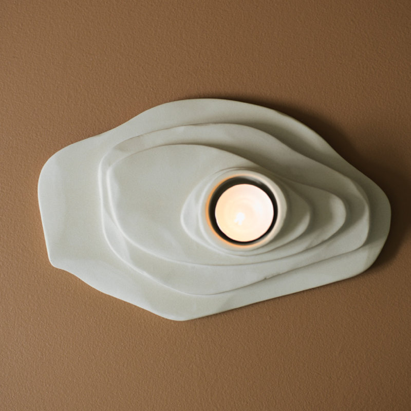 Bougeoir de table en céramique, Beige