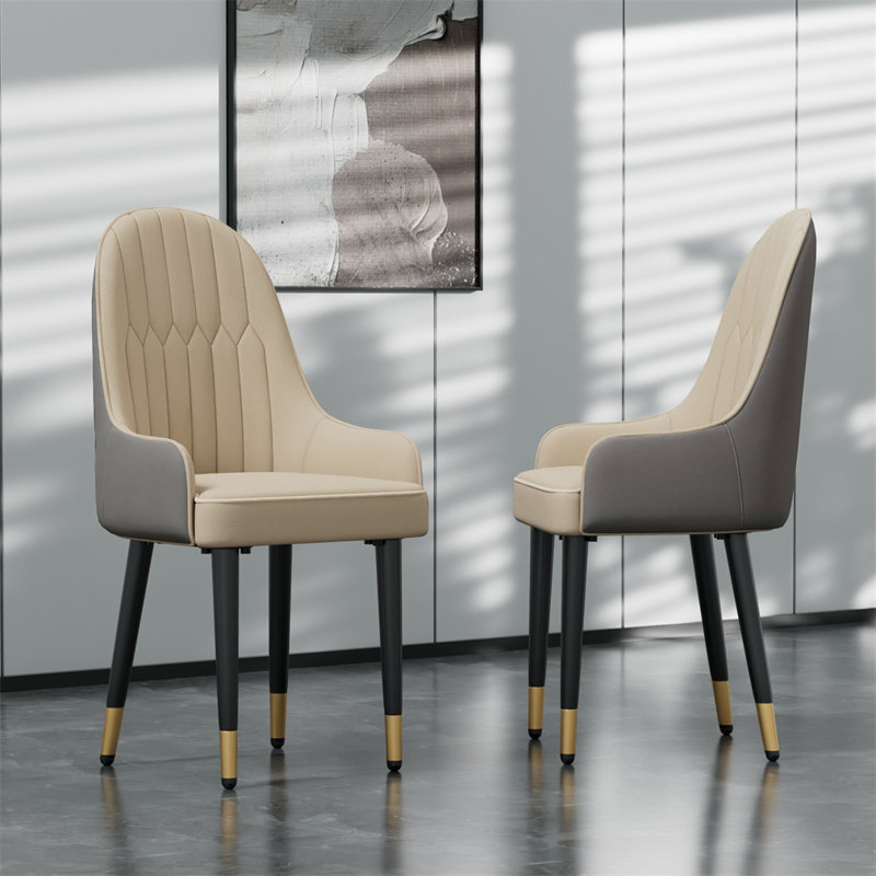 Set Of Two Gray Upholstered Faux Leather Solid Back Dining Chairs Set Of Two Gray Upholstered Faux Leather Solid Back Dining Chairs