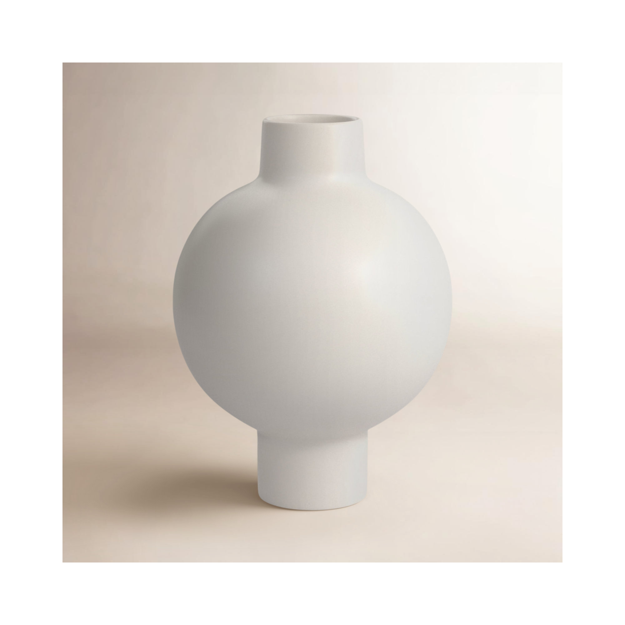 Neutral Round Modern Ceramic Bubble Vase, Cream, 18" H x 14" W x 14" D