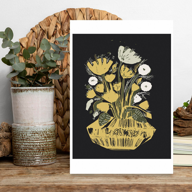 Contemporary Art Bold Classic Modern Autumn Flower Wall Art by Sarah Fitzgerald - Wrapped Canvas Print