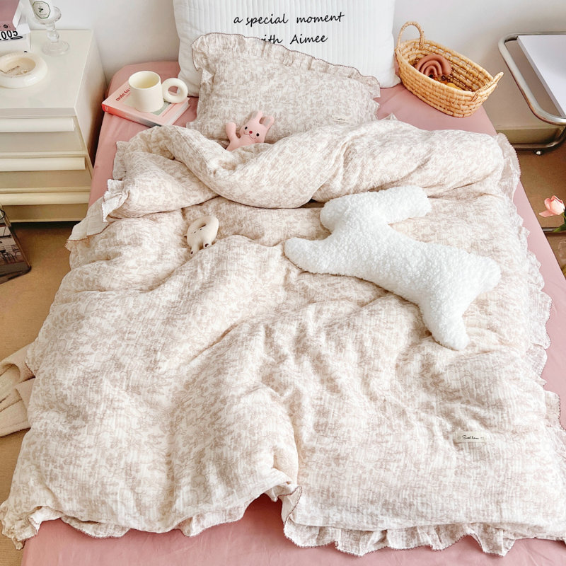 Ensemble de housse de couette minimaliste en mousseline de coton pour enfants (sans taies d'oreiller), Lit simple