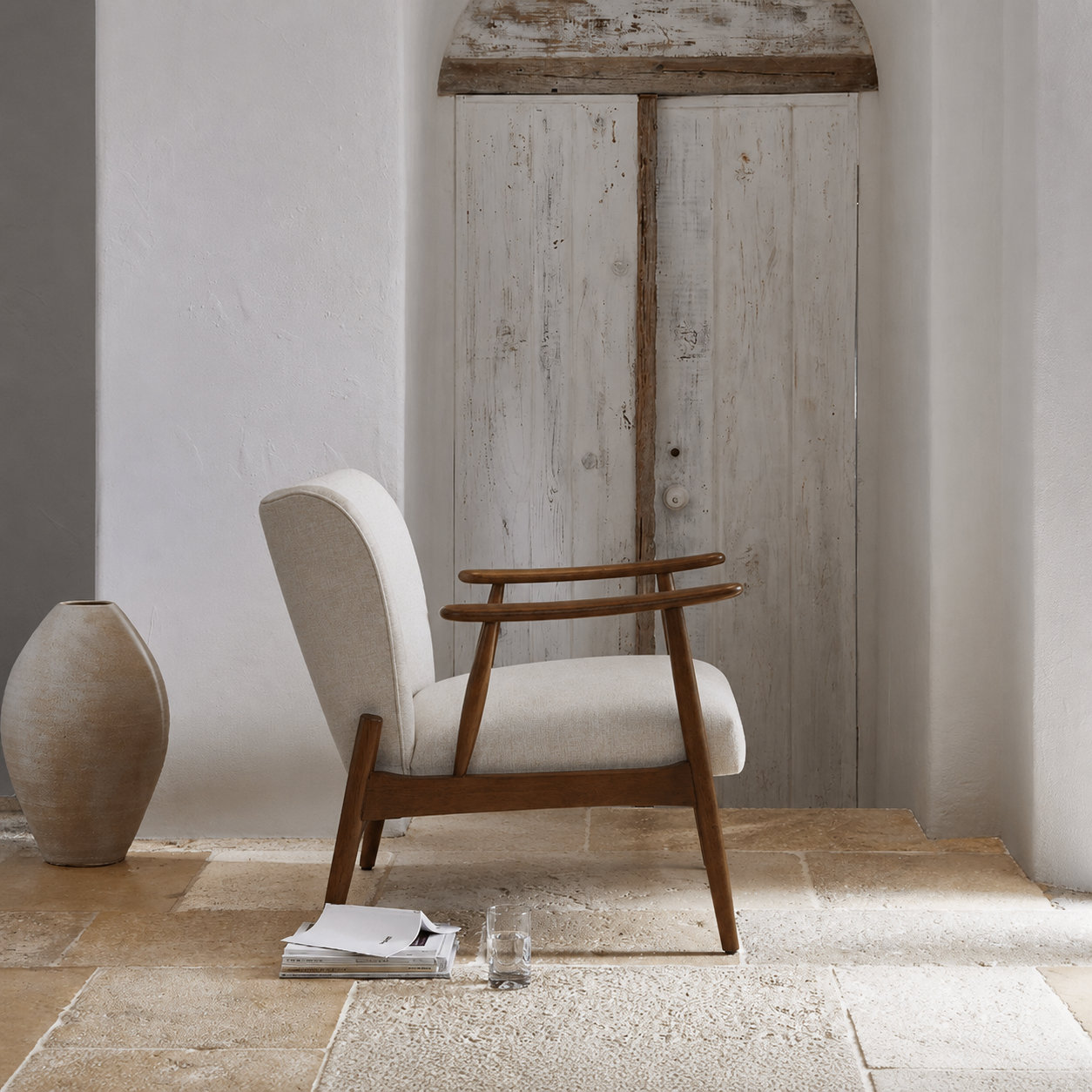 Lounge Chair, Gray, Gray Wood