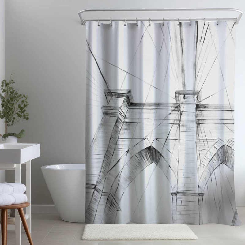 Shower Curtain AR2 – Polyester Shower Curtain, Dye Sublimation Print, 71" W × 74" L