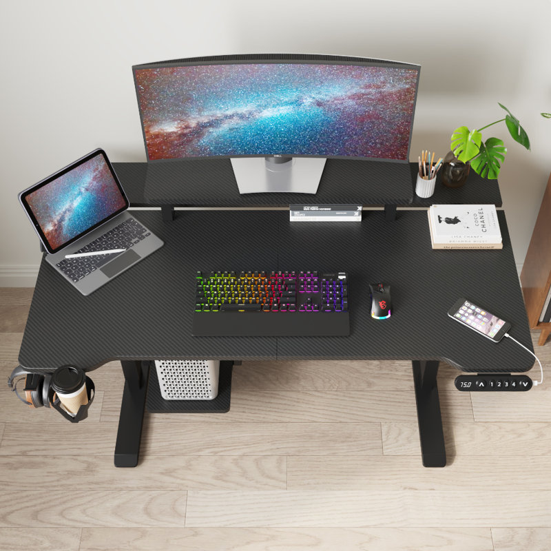 Bureau debout réglable avec stratifié, H 49 po x l 55 po x P 31,5 po, Black