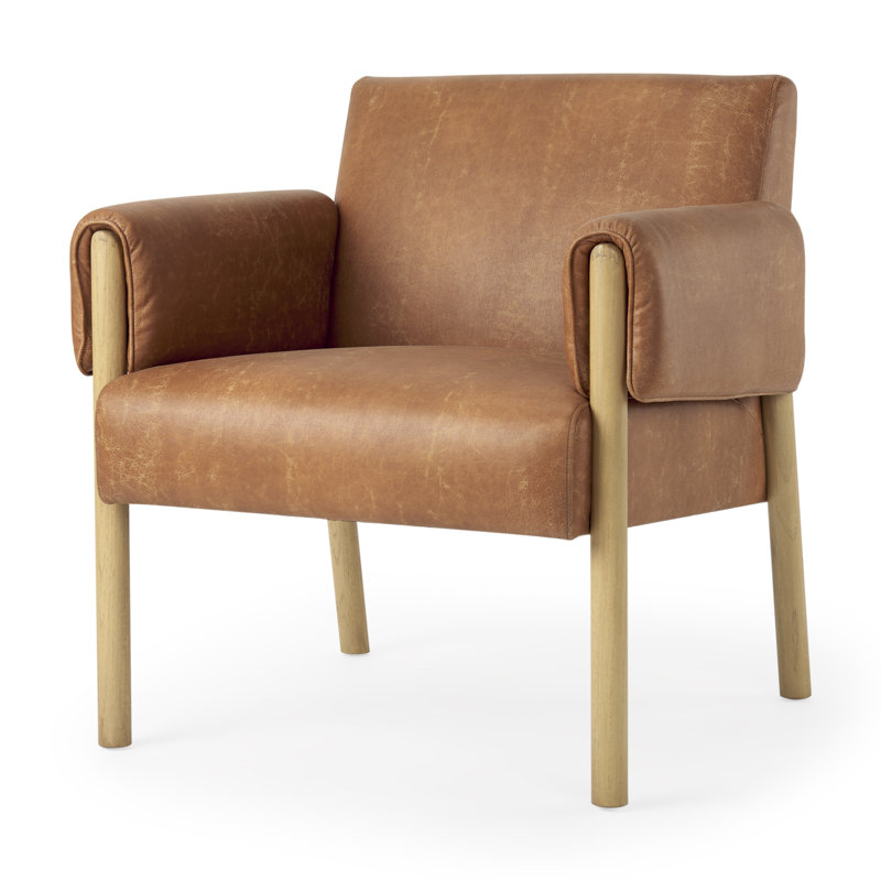  Chaise avec accoudoirs en similicuir brun, Brown