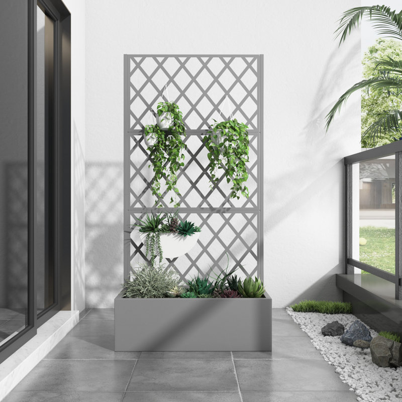 Boîte à fleurs pour l'extérieur Flora, Gris