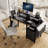 47.3"Office Desk With Power Outlet,2 Monitor Stands,2 Drawers,Side Pocket,Easy To Assemble,Frame Stability Reversible,Use For Home Desk, Computer Desk, Game Table-892776112