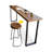 2-Person Nut-brown+Black Rectangular Solid Wood+Iron Bar Table Sets