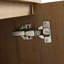 Meuble-lavabo autoportant de 24 po, 2 portes d'armoire à fermeture en douceur, emballage Kd, surface imitation grattoir en contreplaqué couleur chêne, pas de bonde escamotable ni de meuble-lavabo sans plateau en P sans comptoir, tablettes réglables,