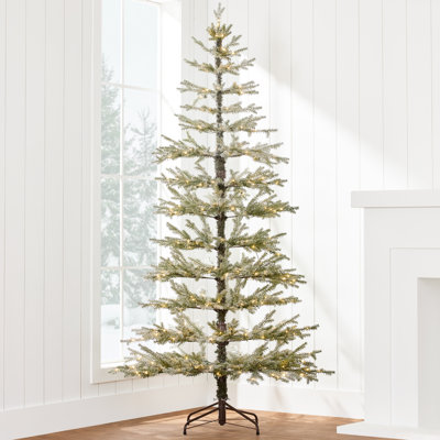 Pre-Lit Flocked Sparse Christmas Tree w/ 2-in-1 LEDs, Cordless Connection, Metal Stand