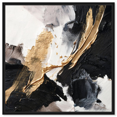 Aureate Flow I Canvas Print Gold Wall Art by Art Remedy, Black Frame, 12 x 12