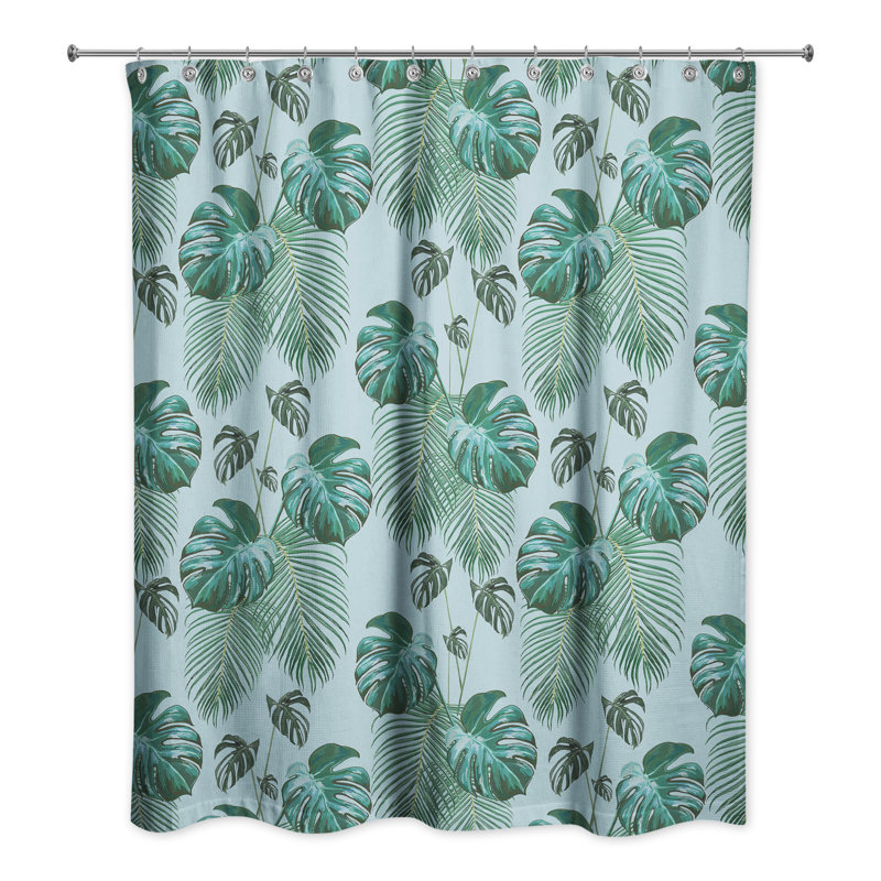 Rideau de douche simple à motif floral, Bleu