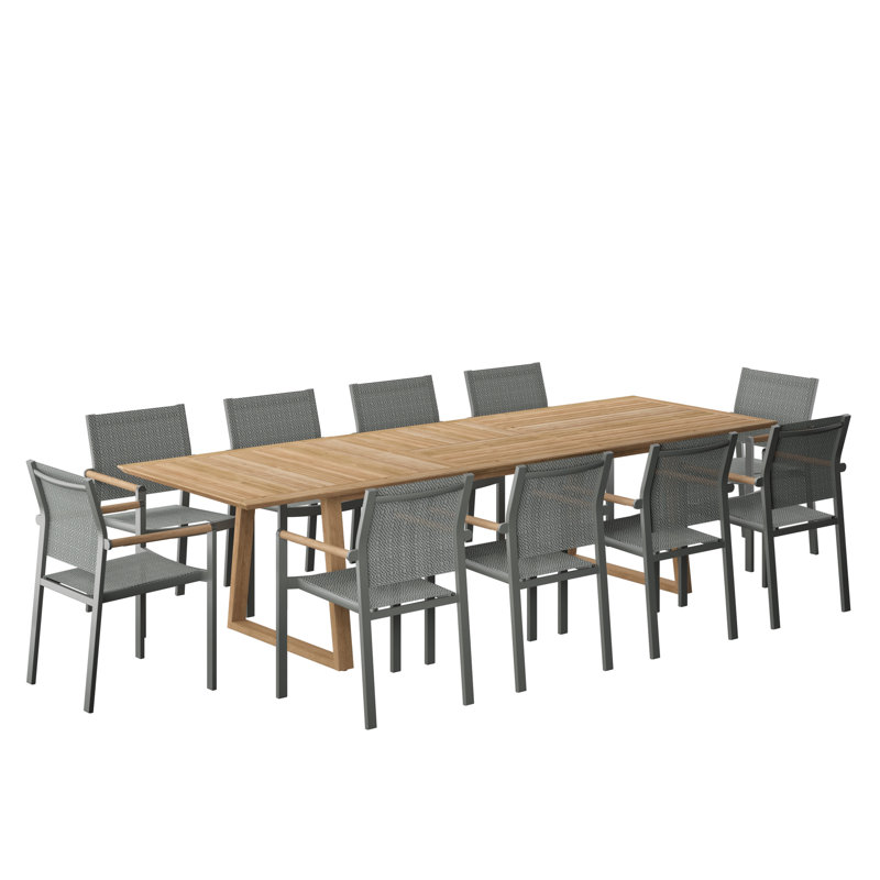 Ensemble de salle à manger d'extérieur d'extérieur en teck 11 pièces Dugas FSC