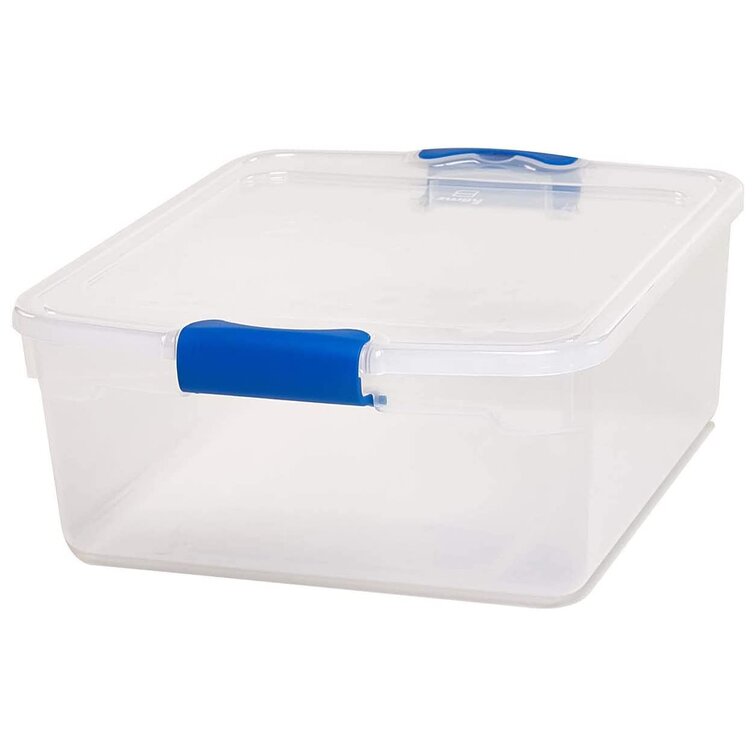 8 Pieces Plastic Storage Bins with Lids White Storage Box with