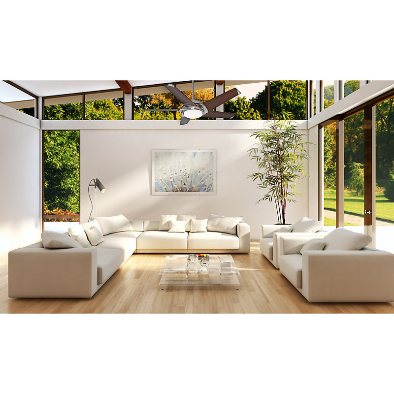 Ventilateur de plafond standard à éclairage DEL à 5 pales 54 po Stealth, avec ensemble d'éclairage inclus, Nickel satiné
