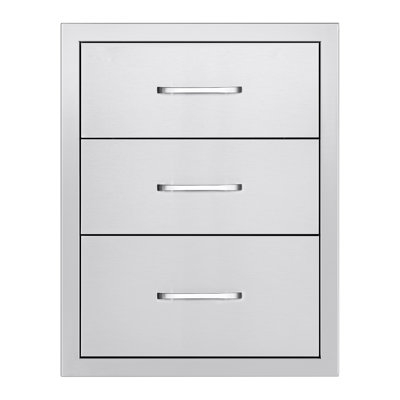 Meuble à tiroirs modulaire en acier inoxydable à triple accès pour cuisine extérieure, 46 cm (L) x 59 cm (P)