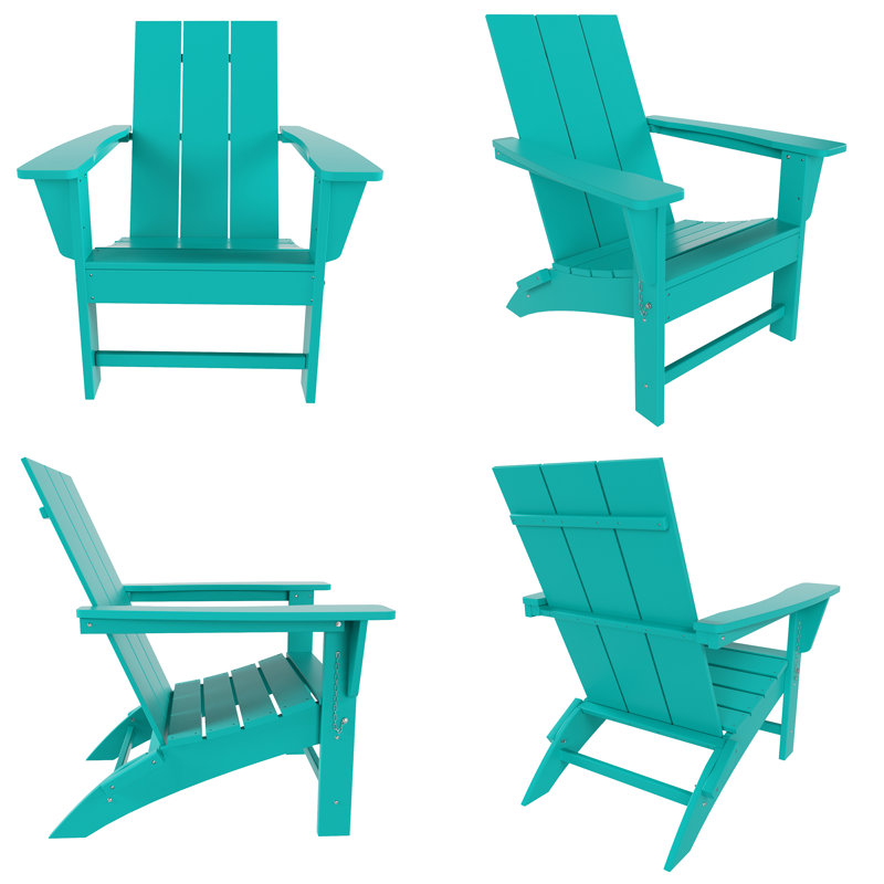 Joubert Foldable Outdoor Adirondack Set, Turquoise