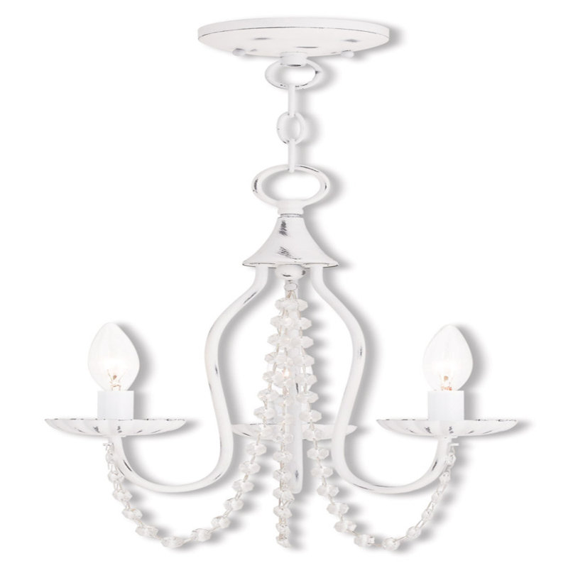 Lustre classique à 3 lumières de style bougie, Blanc antique