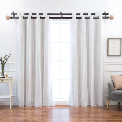 Iron Adjustable 1" Double Curtain Rod,Walnut