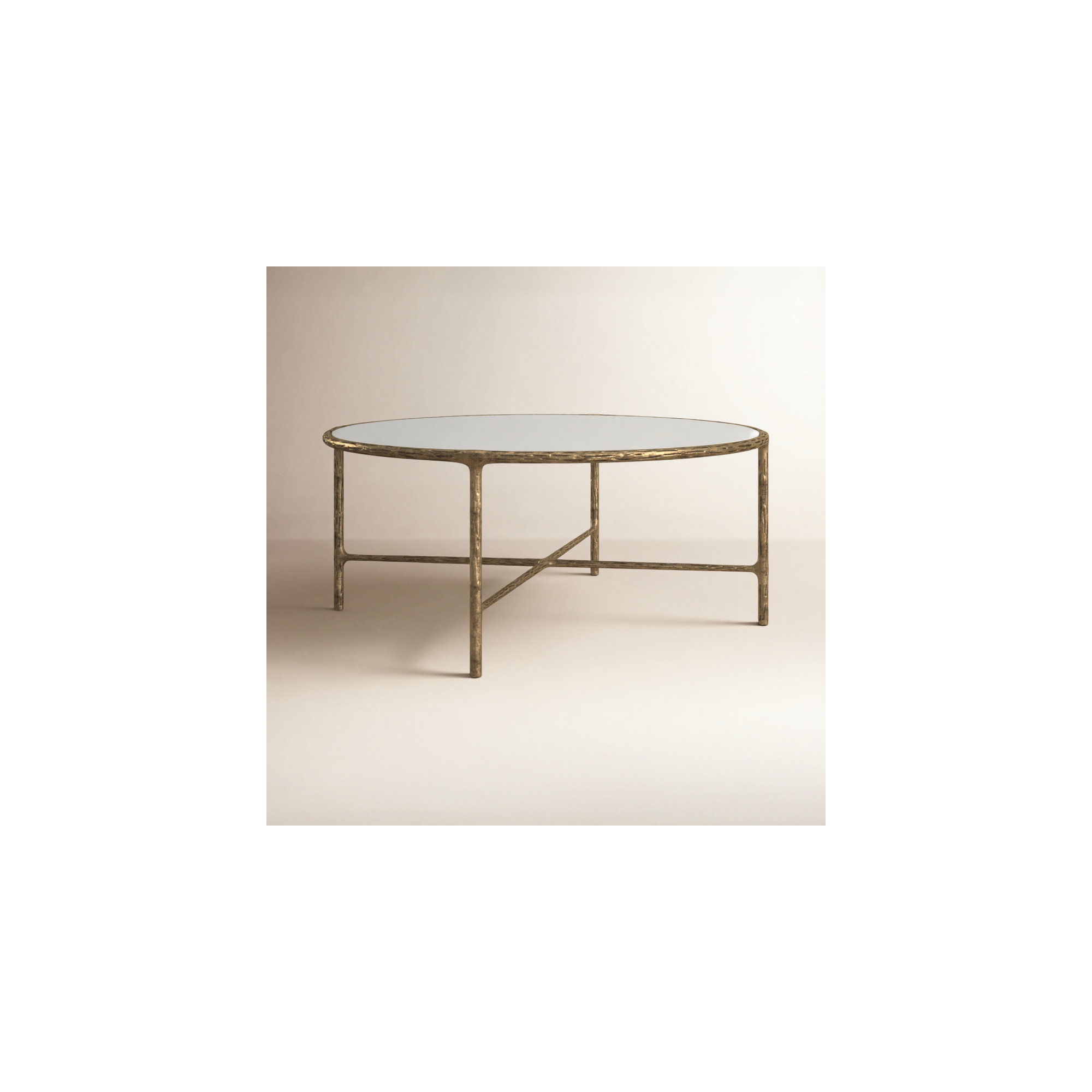Evelynn Single Coffee Table, Brass, White Marble, Marble