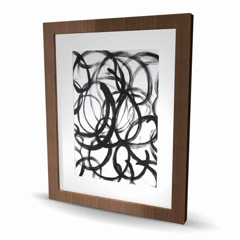Lignes abstraites bouclées - impression encadrée en noir et blanc pour la décoration, Brun, H 20 po x l 16 po