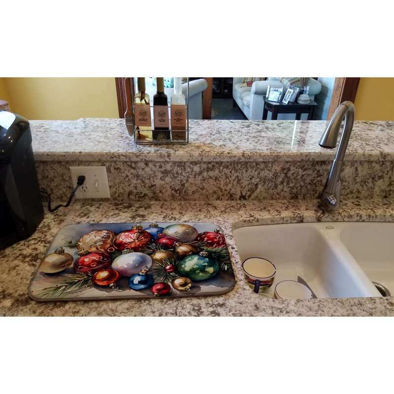 Christmas Ornaments Dish Drying Mat