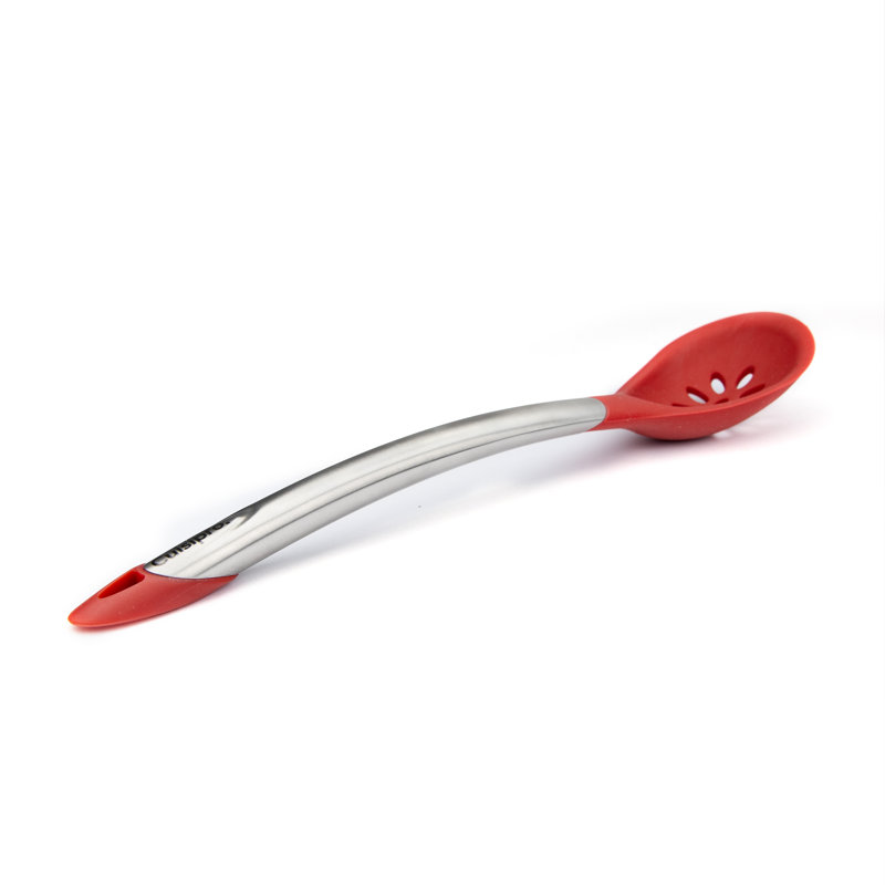 Cuisipro Silicone Slotted Spoon, Black, Heat and Stain Resistant, Dishwasher Safe, 30.5cm, Red